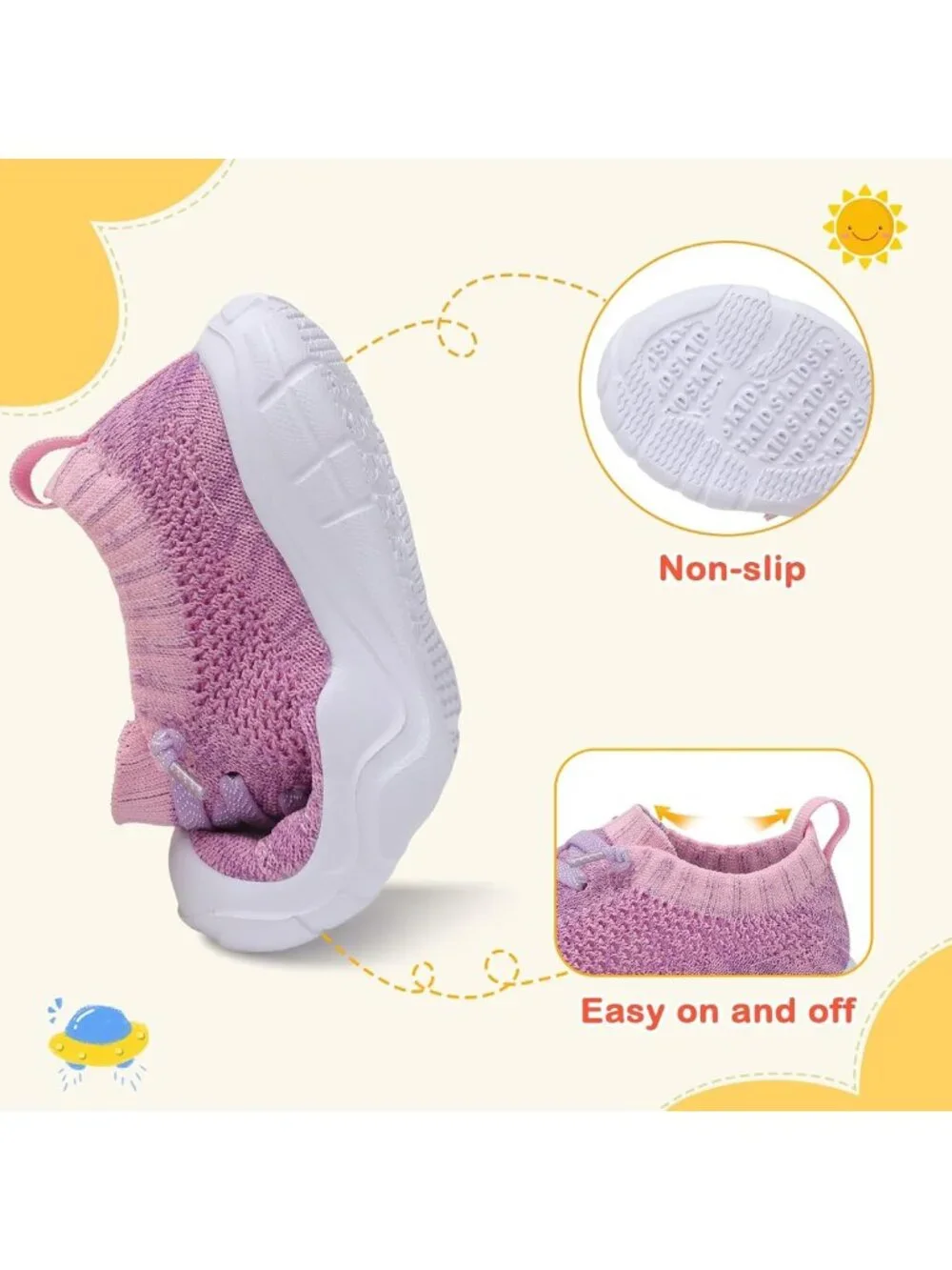Breathable Slip-On Toddler Sneakers for Boys & Girls - Lightweight, Wide Toe Box